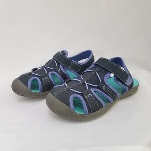 Air Walk Black/Purple Bump Toe Sandals Sz 3